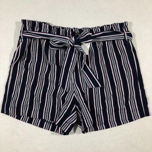 NEW LOFT Outlet Womens Small Striped Belted Pull On Shorts Elastic Waist NWT $55